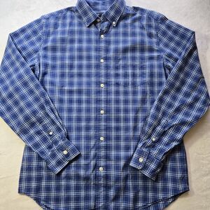 Gap Mens Sz M Blue Plaid Check Standard Fit Button Down Shirt Preppy Academia